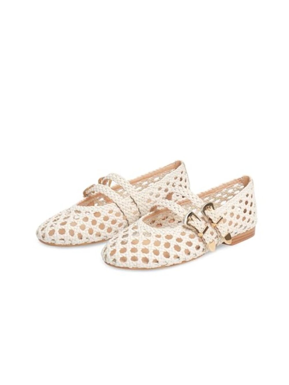 Women's Mary Jane Ballet Flats Faux Leather Woven Buckle Strap Flat Shoe
